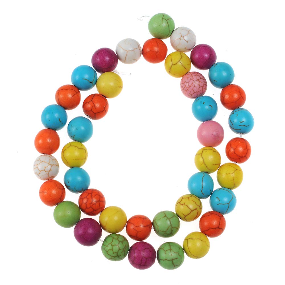 Stone Beads 14mm Colorful Turquoise Gemstone Round Loose Beads Crystal Energy Stone Healing Power for Jewelry Making DIY,1 Strand 15"