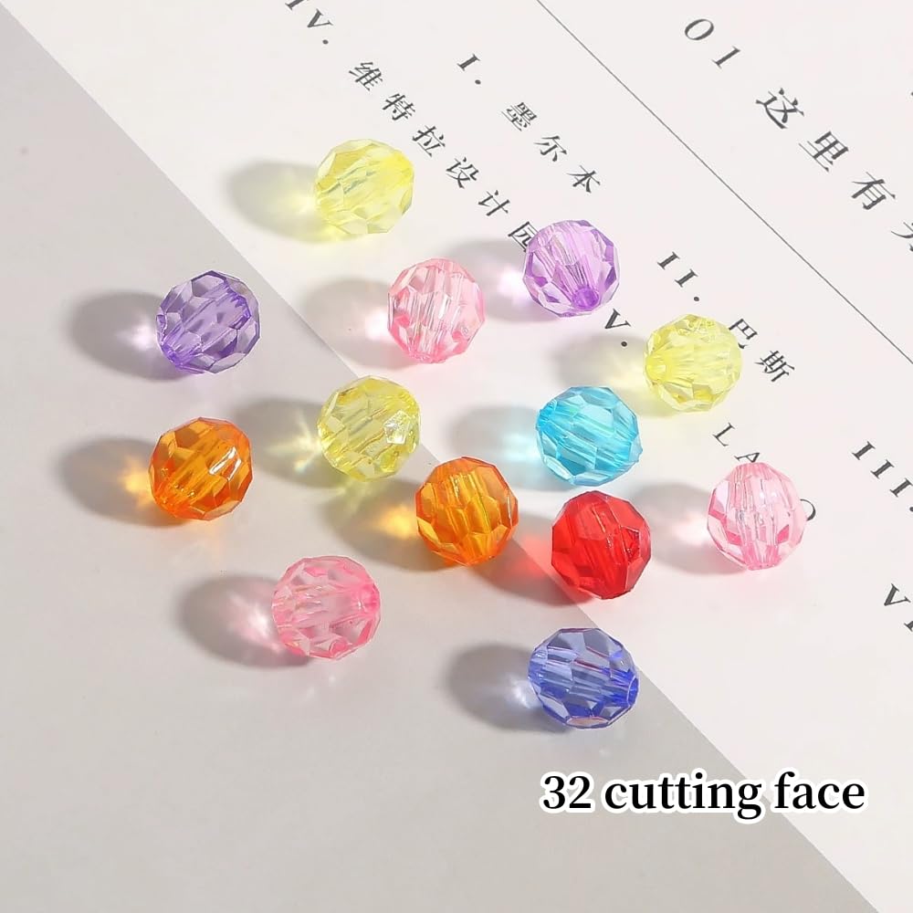 YUEXIGO 1000pcs 6mm Acrylic Round Faceted Beads for Crafts Faceted Spacer Beads for Sewing Crafts Decoration Necklaces Bracelets Earrings Jewelry Making(Rose Red)