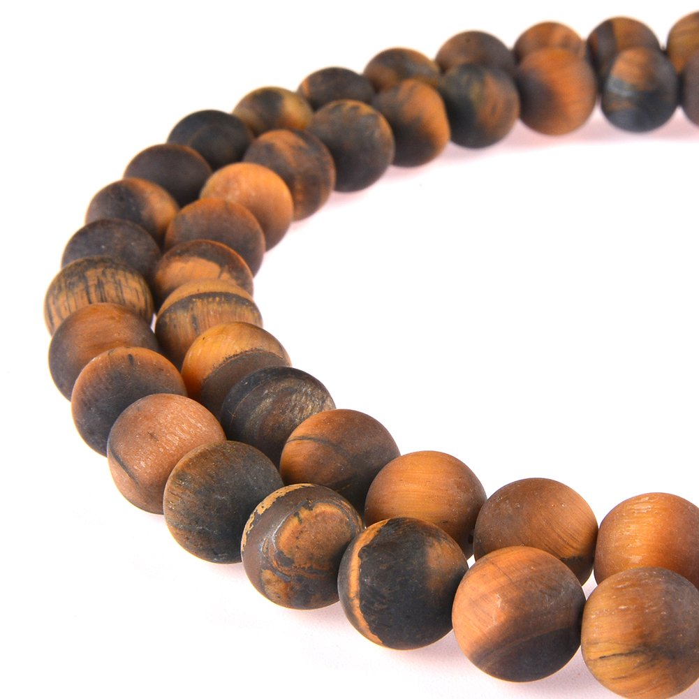 PLTbeads Gorgeous Tiger Eye Natural Gemstone Loose Beads 10mm Matte Round Approxi 15.5 inch DIY Bracelet Necklace for Jewelry Making