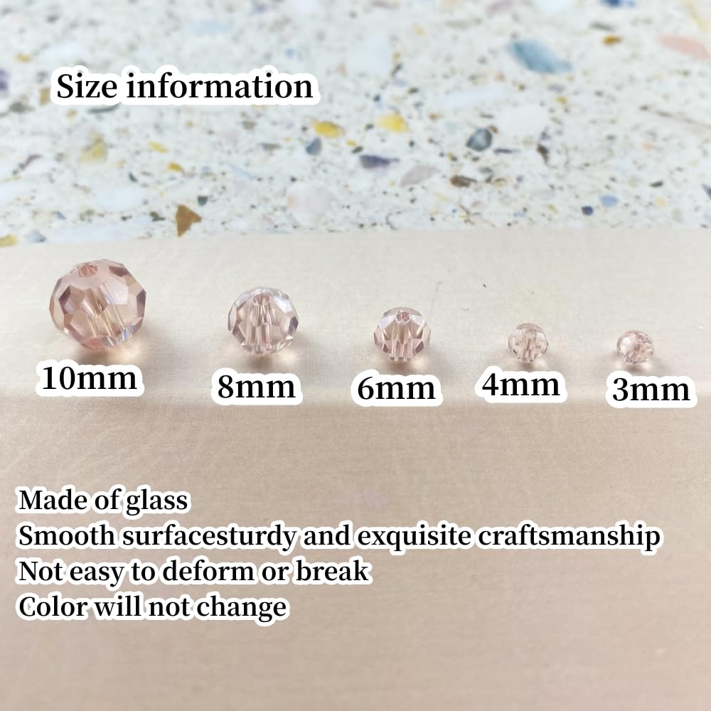 Xinhongo Crystal Glass Beads 400 Pieces 4mm Round Faceted Glass Spacer Beads for Jewelry Making Bracelet Earring Necklace DIY Craft Supplies(Pink AB)