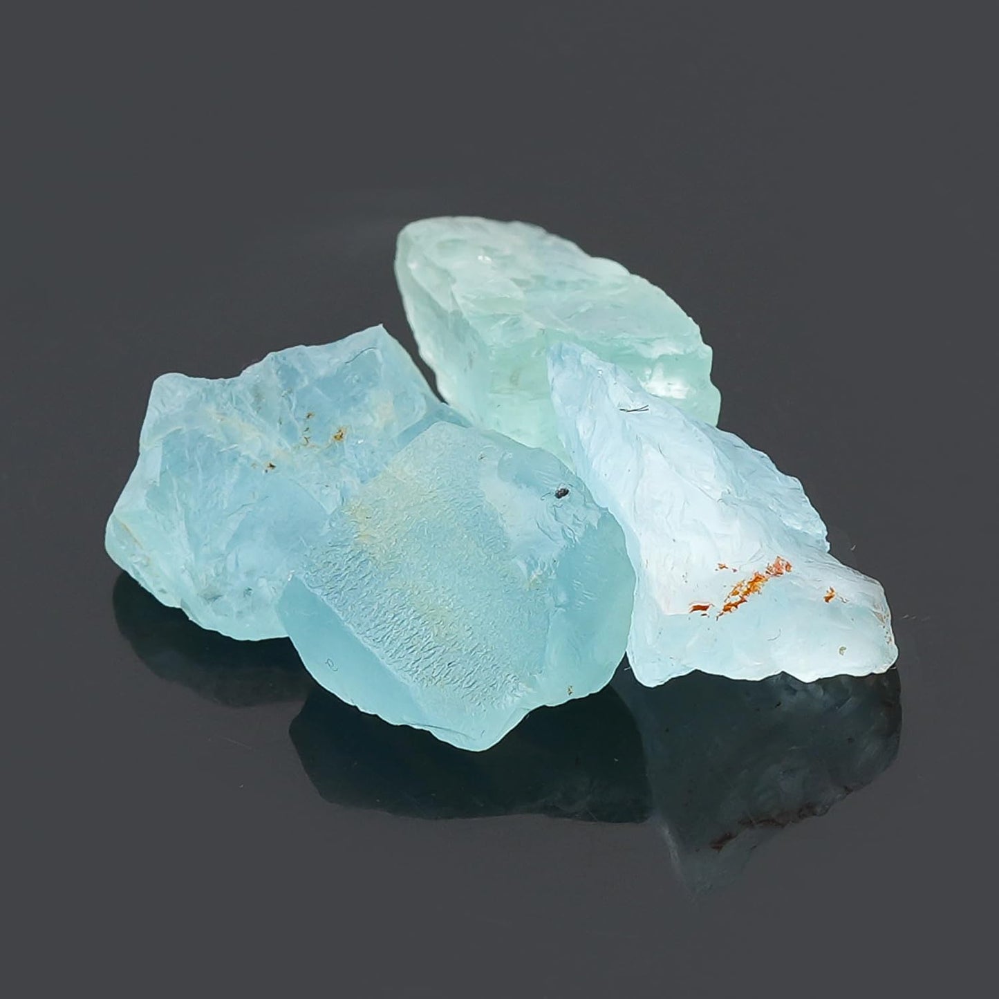 ColouredRocks (4 pcs. A++ AQUAMARINE Crystals, Raw Stones, Rough Gemstones, Jewelry Making Supply, Cabbing, Polishing, Cutting, DIY, Crafts (12-16 mm.)
