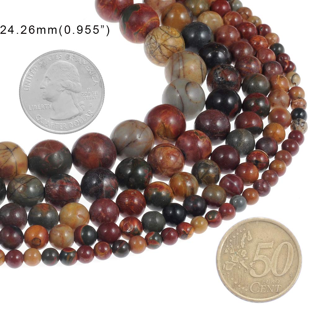 Natural Stone Beads 10mm Picasso Gemstone Round Loose Beads Crystal Energy Stone Healing Power for Jewelry Making DIY,1 Strand 15"