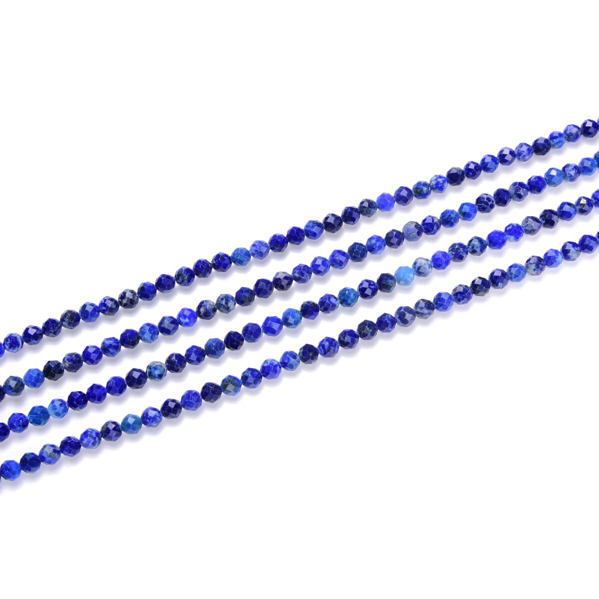 Adabele 30 Inch Natural Blue Lapis Lazuli Healing Gemstone 3mm (0.12 Inch) Tiny Small Faceted Round Loose Beads Stone Spacer (200-220pcs Total) for Craft Jewelry Making GK3-4