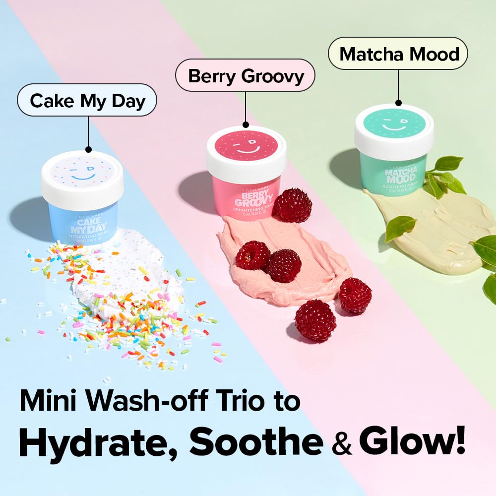 I DEW CARE Wash Off Face Mask Skincare Gift Set - Mini Scoops | Facial Masks, Matcha, Korean Skincare, Pore Cleansing Mask, Cruelty-Free, Travel Size, Mini Set, Stocking Stuffers, Teen Girl Gift Set