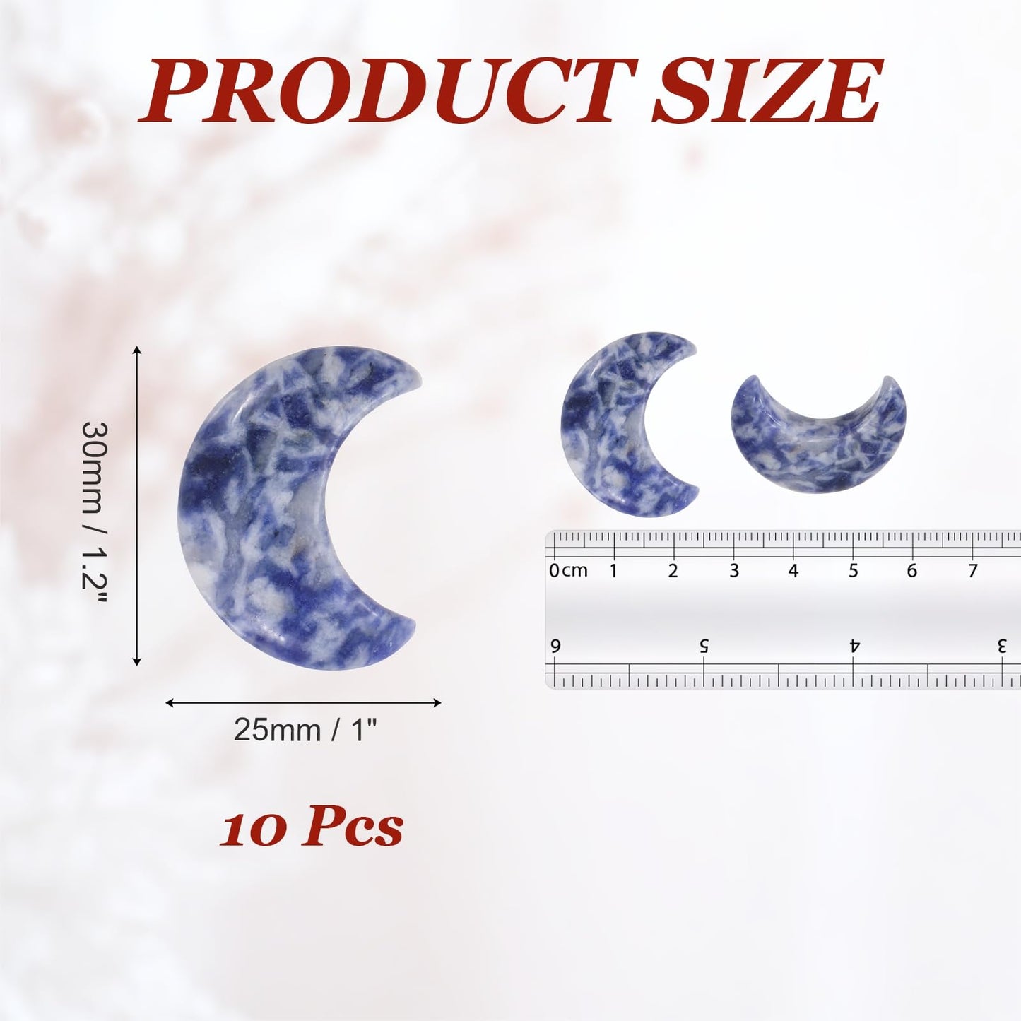 MECCANIXITY 10 Pcs Moon Crystal Worry Stone, 1.2 Inch Length Natural Blue Spot Jasper Moon Gemstone Bulk, Carved Pocket Stones for Meditation Balancing Pendant Decor
