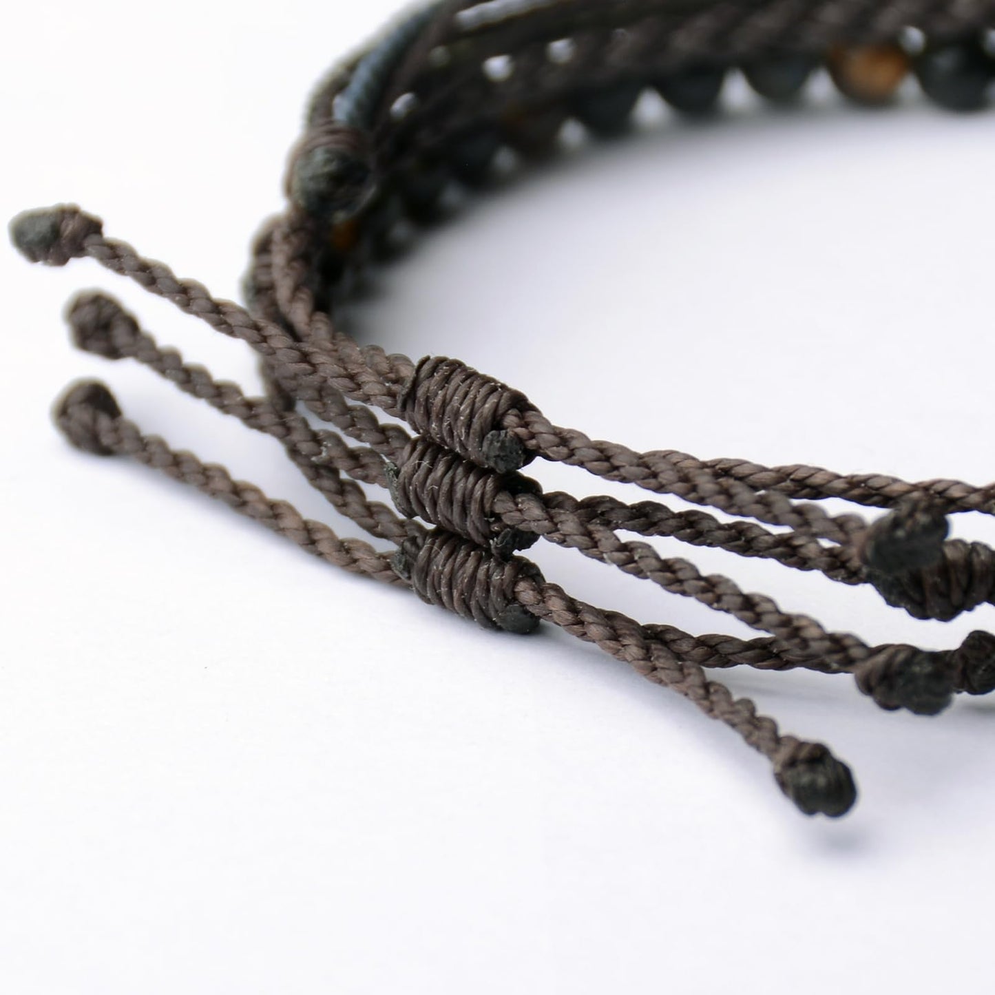 Mezcla Vida Handmade Natural Stone Beaded Healing Bracelet Gift for Men Adjustable Rope String Bracelet (Tiger Eye（Dark）, Adjustable)