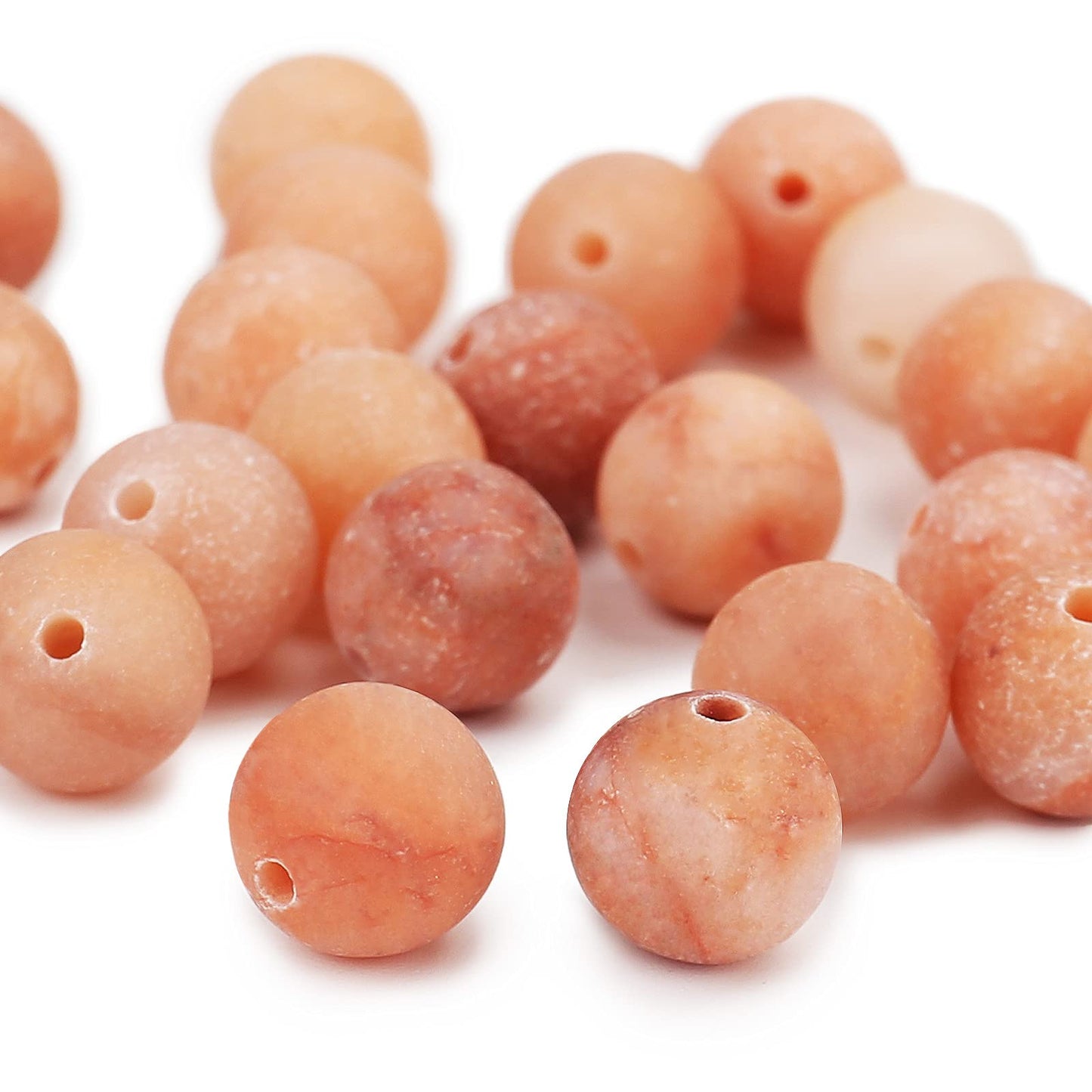Natural Matte Pink Aventurine Beads, 10MM Round Frosted Unpolished Loose Gemstone Beads for Bracelet Necklace Jewelry Making, Energy Stone Healing Power with Stretch Beading Cord