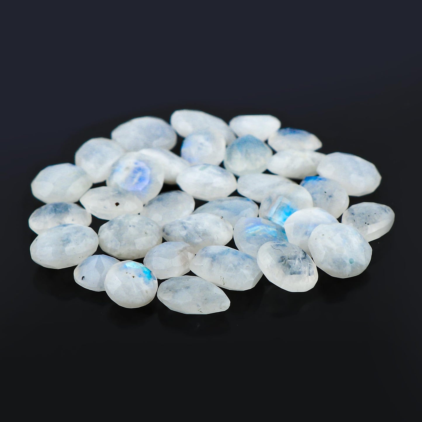GEMKORA Natural Moonstone Briolette Cut Gemstones Cabochons for Jewelry Making, Mix-Shape | 12-14pcs | 8-12mm
