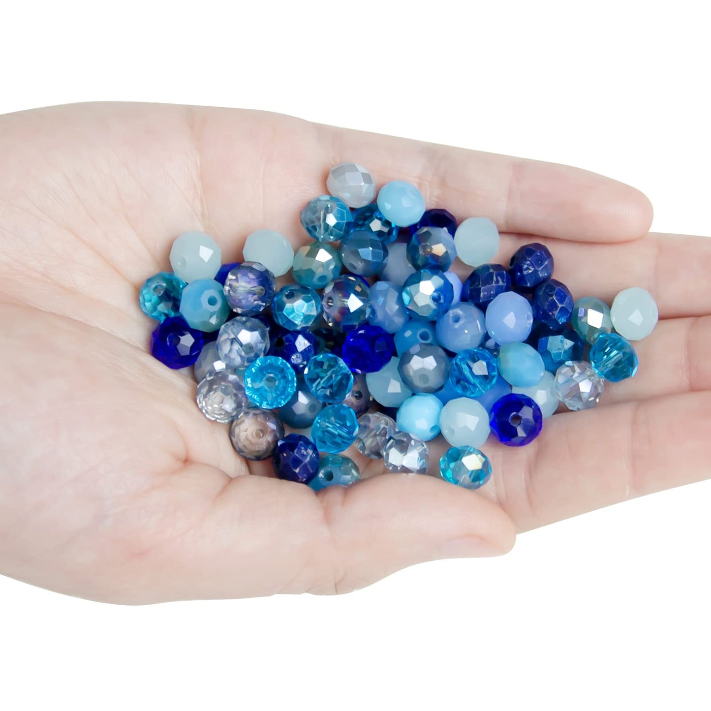 Niziky 100PCS Crystal Glass Beads for Jewelry Making, 8mm Multicolor Blue Faceted Rondelle Beads with Hole, Glass Crystal Briolette Spacer Bead for Jewelry Bracrlet Making Crafts Projects