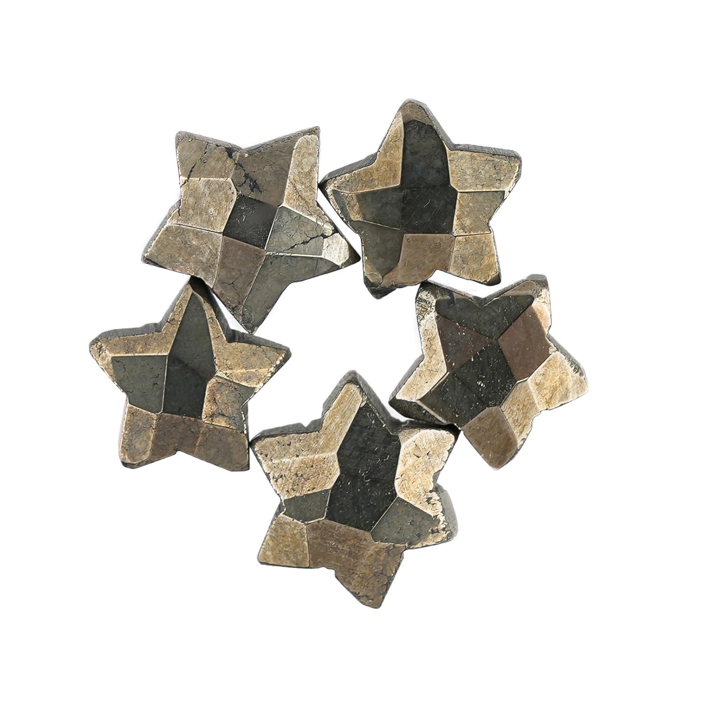 CRYSTALINES 5pcs, Wholesale Natural Golden Pyrite Gemstones, Bulk Star Shape Stones, Assorted Loose Supply, DIY Craft-Jewelry Making, Chakra Healing Crystals, Gem Collection, 10-12mm