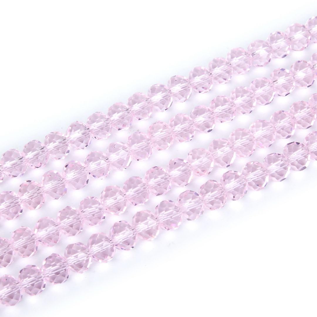 1000pcs Czech Faceted Rondelle Crystal Glass Loose Beads 6mm Spacer Bulk Light Rose Pink for DIY Craft Jewelry Making CCR603