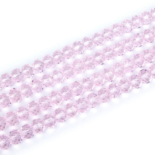 500pcs Czech Faceted Rondelle Crystal Glass Loose Beads 4mm Small Tiny Spacer Bulk Light Rose Pink for DIY Craft Jewelry Making CCR403