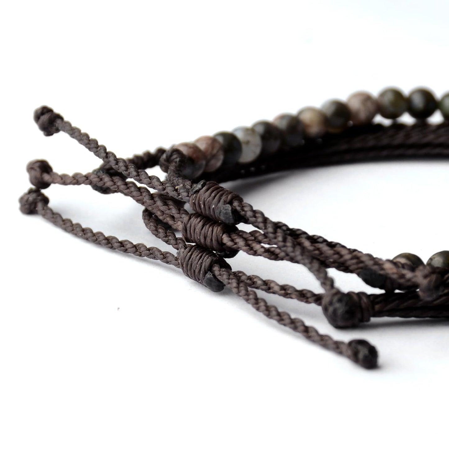 Handmade Natural Stone Beaded Healing Bracelet Gift for Men Adjustable Rope String Bracelet (Glaucophane, Adjustable)