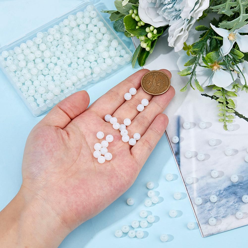 DICOSMETIC 300Pcs Natural Stone Beads Opalite Round Beads 6mm Opal Gemstone Round Bead Loose Stone Bead for Earrings Bracelets Jewelry Making, Hole: 1mm