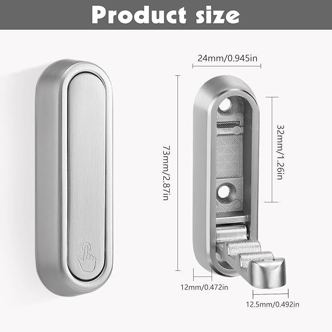 Dntorx Foldable Wall Hook, 40 lbs Heavy Duty Screw Mounted, Aluminum Alloy Flip-Down Silver Coat Hook, Space-Saving Folding Wall Hanger for Bathroom Bedroom Entryway Closet, Includes Screws (2 Pack)