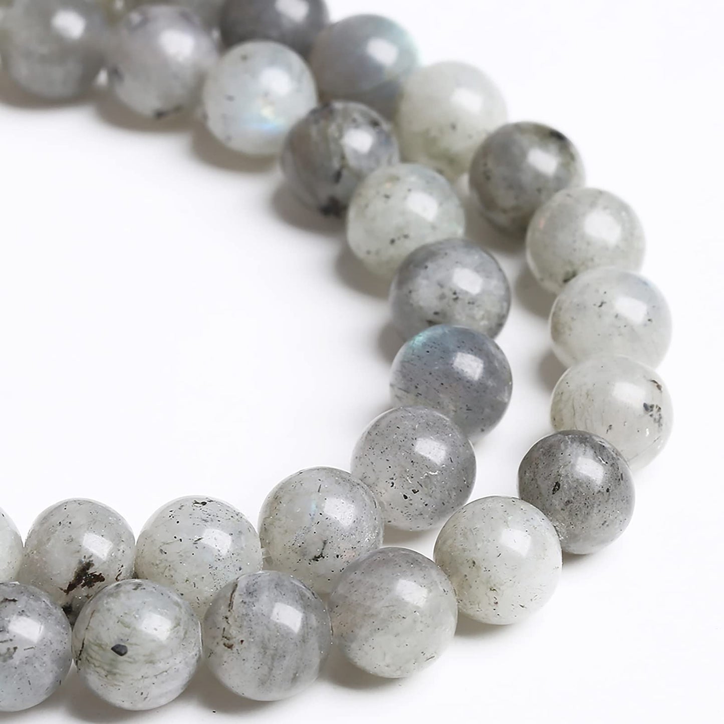 8MM 46PCS Natural Stone Gray Labradorite Larvikite Crystal Beads for Jewelry Making DIY Bracelet