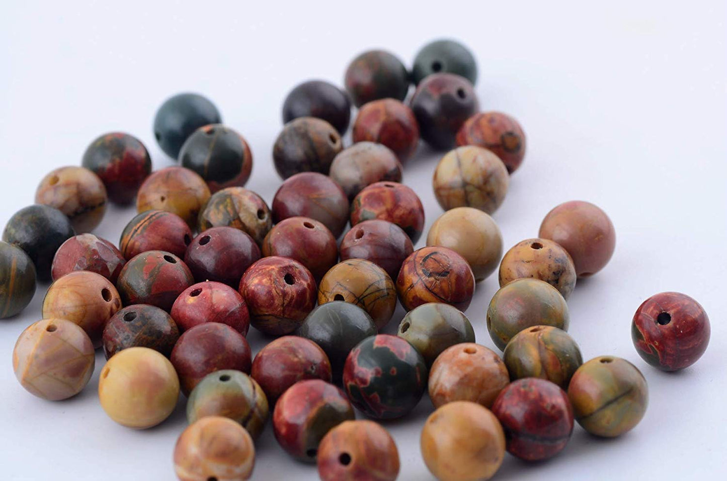 Natural Stone Beads 100pcs 6mm Picasso Jasper Round Genuine Stone Beading Loose Gemstone Hole 1mm DIY Charm Smooth Beads for Bracelet Necklace Earrings Jewelry Making (Picasso Jasper Red, 6mm)