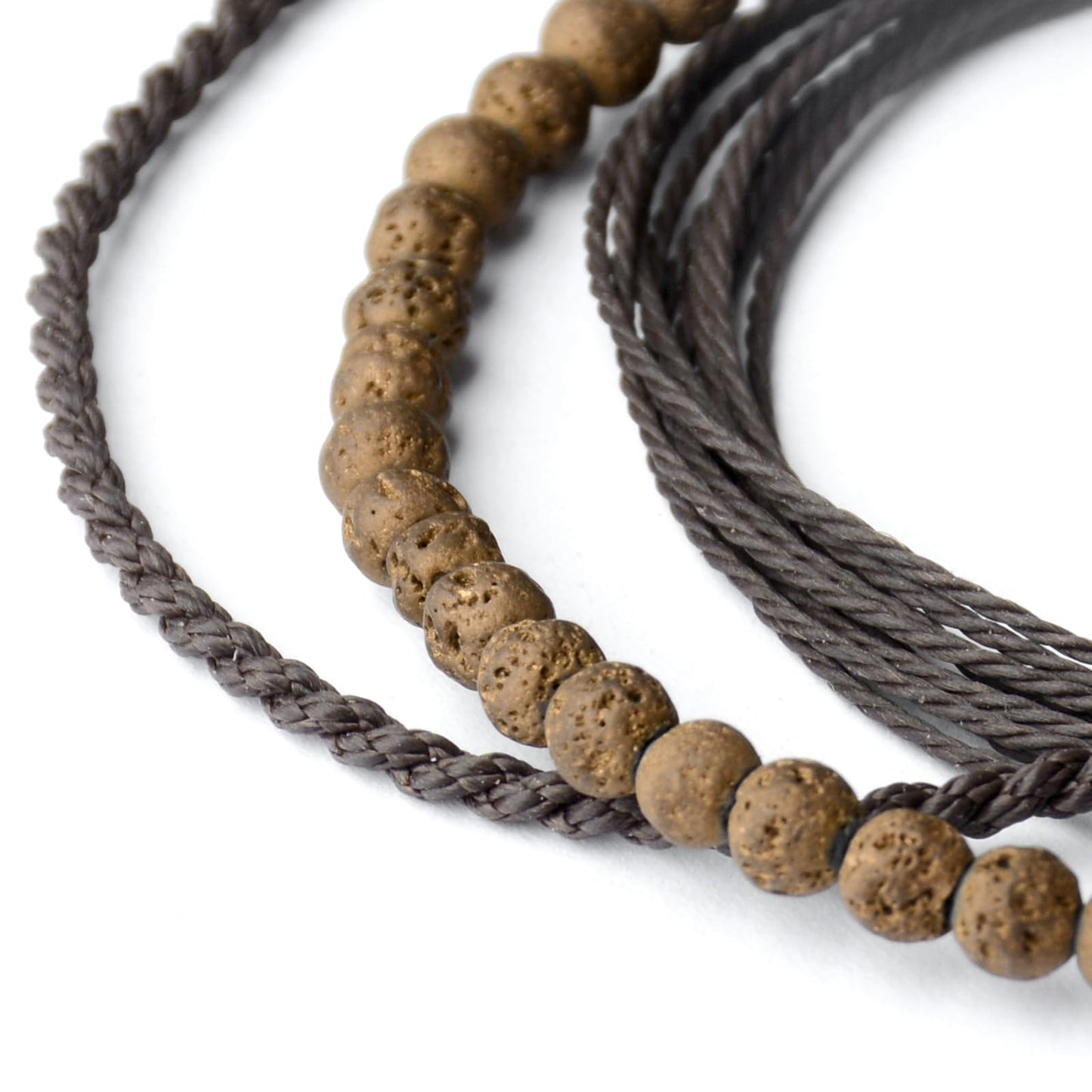 Handmade Natural Stone Beaded Healing Bracelet Gift for Men Adjustable Rope String Bracelet (Copper Lava Rock, Adjustable)