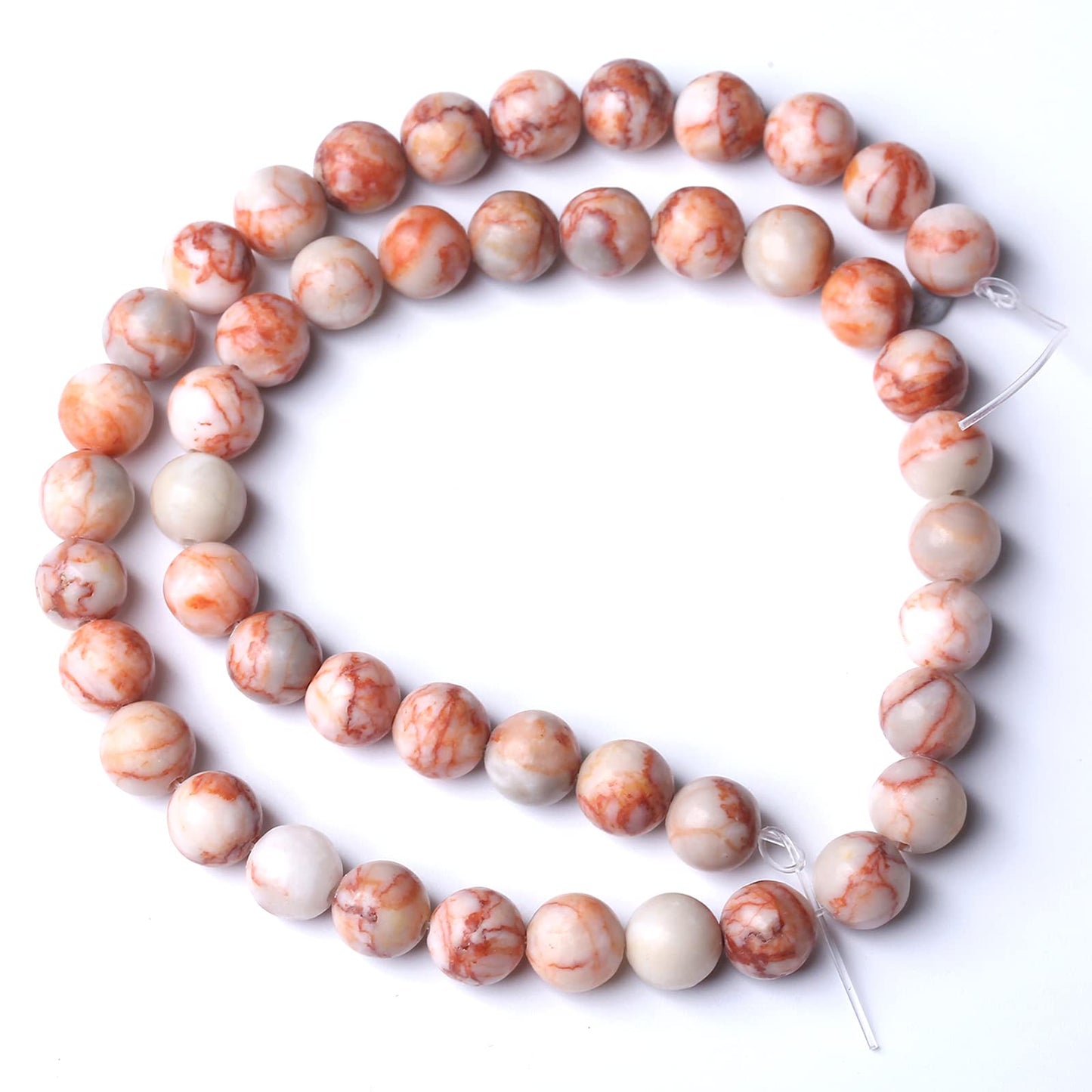8MM 45PCS Natural Stone Red Network Jasper Loose Beads for Jewelry Making DIY Bracelet