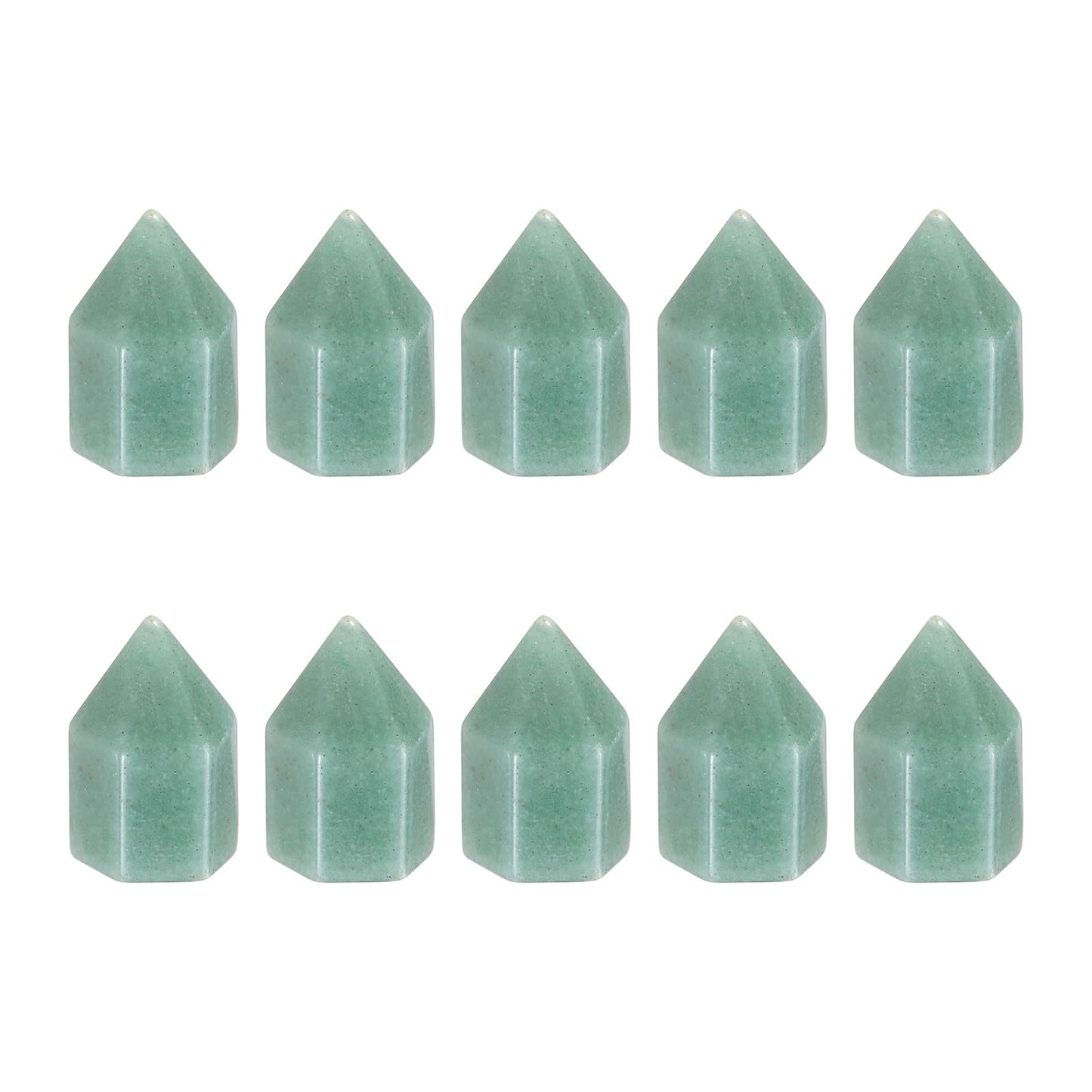 MECCANIXITY Crystals Wands Green Aventurine Hexagonal Faceted Single Points Towers Pocket Polished Stone Bulk for Energy Chakra Meditation Crystal Healing, 15 x 25mm (Green),5Pcs