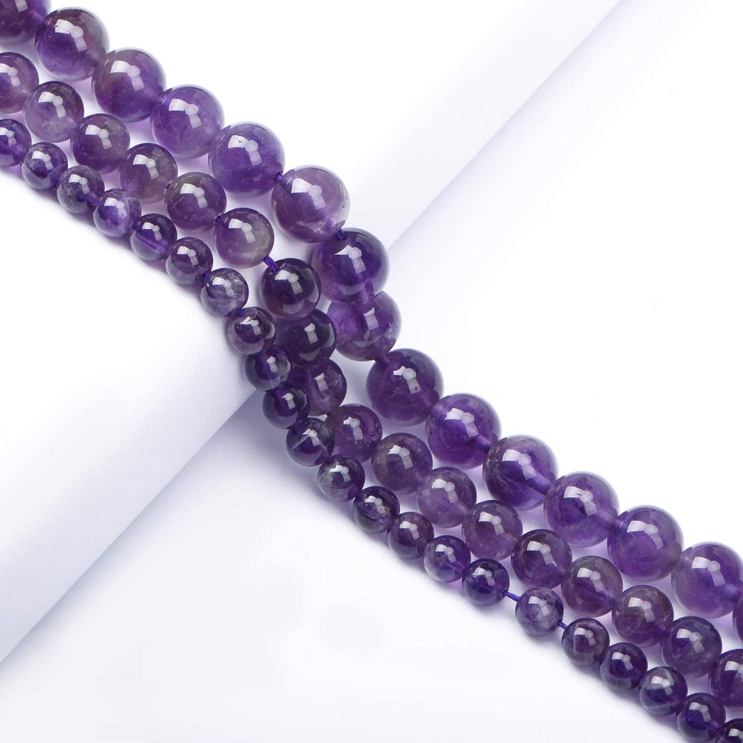 AD Beads Natural Gemstone Round Loose Beads 15" for Bracelet Necklace Earrings Jwelery Making Crafts DIY (8mm, Purple Amethyst)