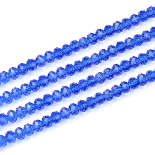 200pcs Czech Faceted Rondelle Crystal Glass Loose Beads 6mm Spacer Bulk Sapphire Blue for DIY Craft Jewelry Making CCR613