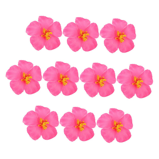 Garneck 10 Pieces Artificial Hibiscus Flower Faux Tropical Flowers Pink Fake Hibiscus Flowers Vivid Plumeria for Hawaii Luau Summer Tableto Party Supplies Diy Decoration