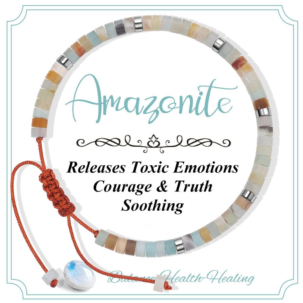 CASDAN Natural Crystal Healing Beaded Bracelet for Women Natural Stone Adjustable Braided Rope Bracelets Spiritual Inspirational Gifts Bracelets