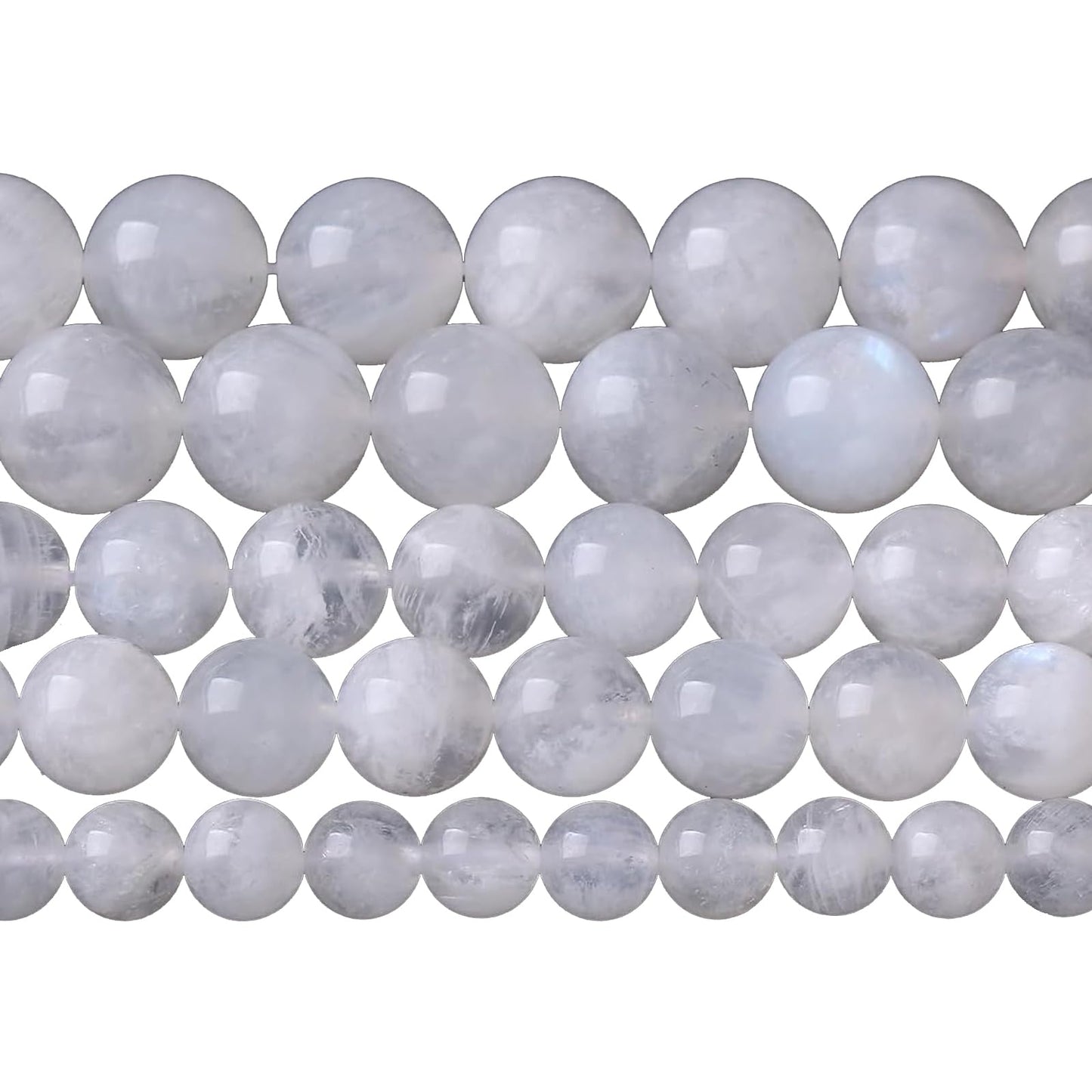 120PCS 6MM Natural Stone White Moonstone Gemstone Semi Precious Beads for Jewelry Making DIY Bracelet