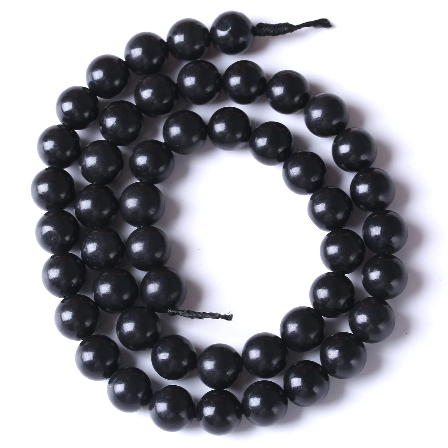 90PCS 8MM Natural Stone Shungite Beads Crystal Loose Beads for Jewelry Making DIY Bracelet