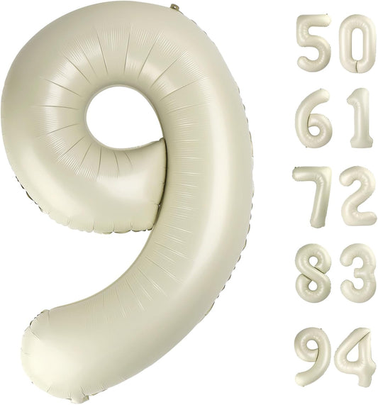 Skiennix Cream 9 Balloon - 40 Inch Giant Number Balloon for 9th Birthday Decorations | Perfect for Boys & Girls