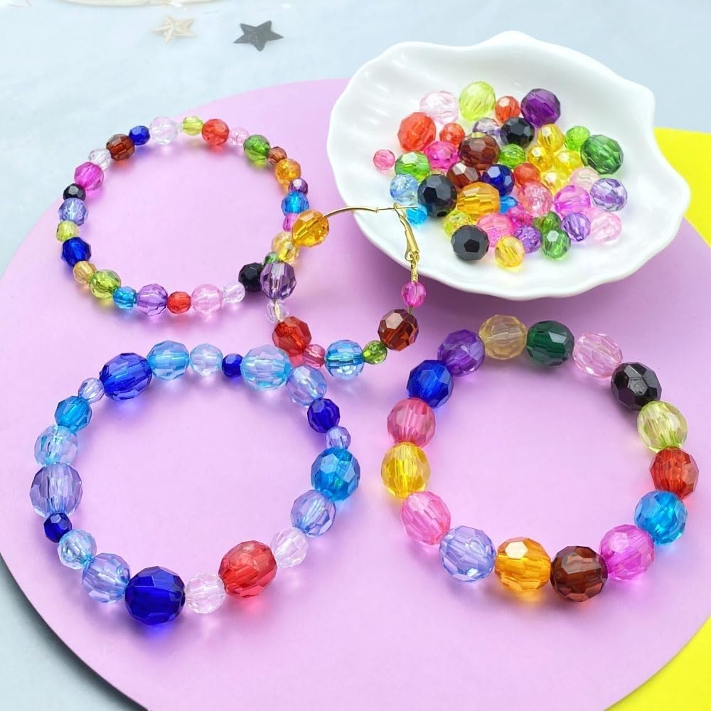 YUEXIGO 100pcs 12mm Acrylic Round Faceted Beads for Crafts Faceted Spacer Beads for Sewing Crafts Decoration Necklaces Bracelets Earrings Jewelry Making(Gold Yellow)