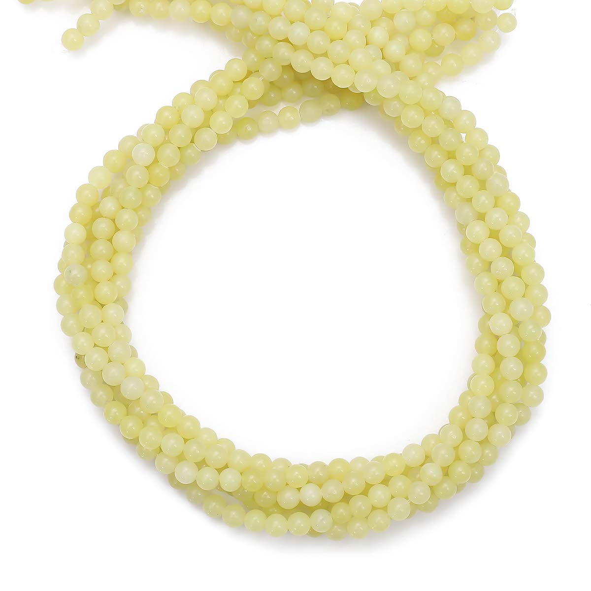 BEADIA Natural Lemon Jade Stone Round Loose Semi Gemstone Beads for Jewelry Making 4MM 38cm/Strand