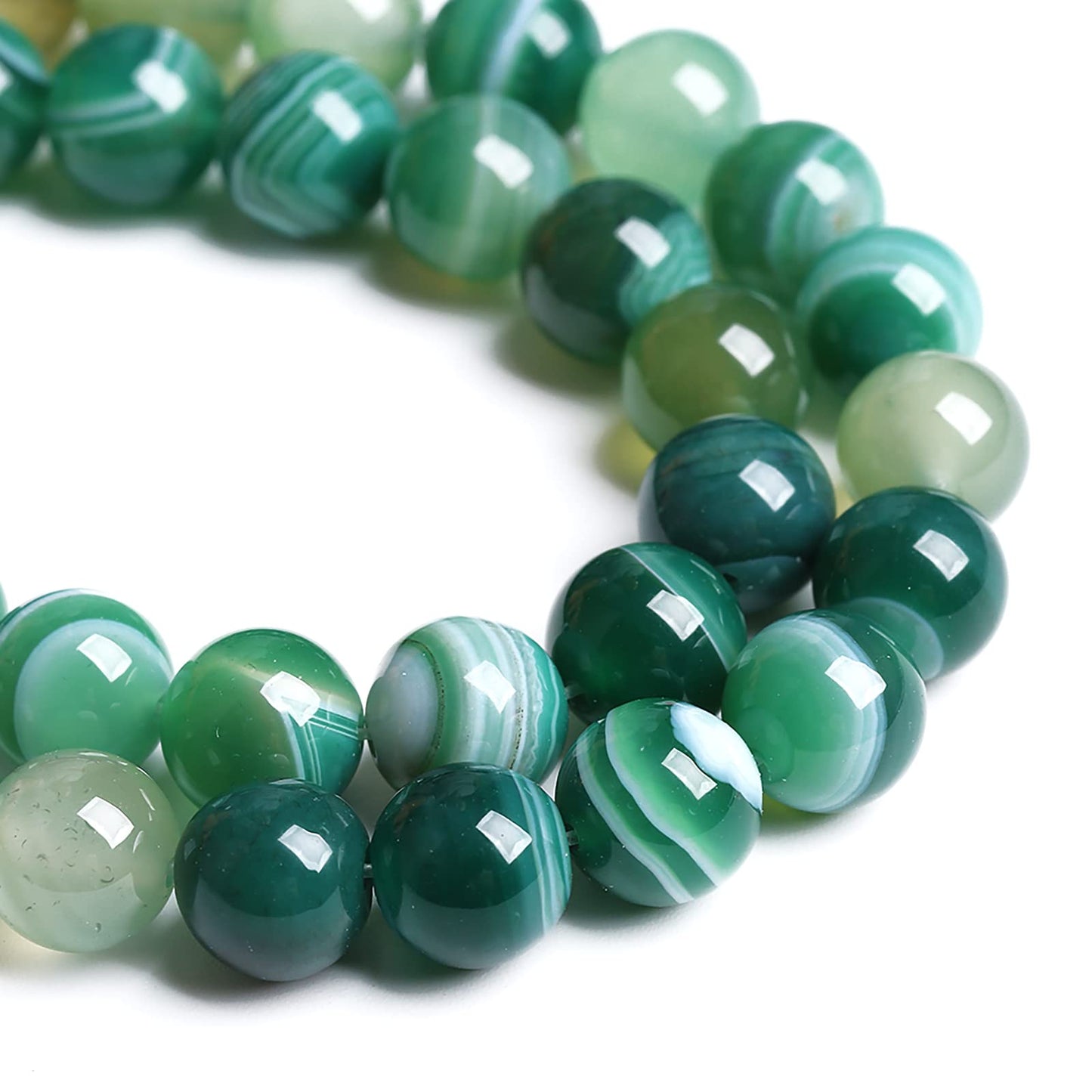 12MM 31PCS Natural Stone Green Agate Onyx Loose Beads for Jewelry Making DIY Bracelet Necklace