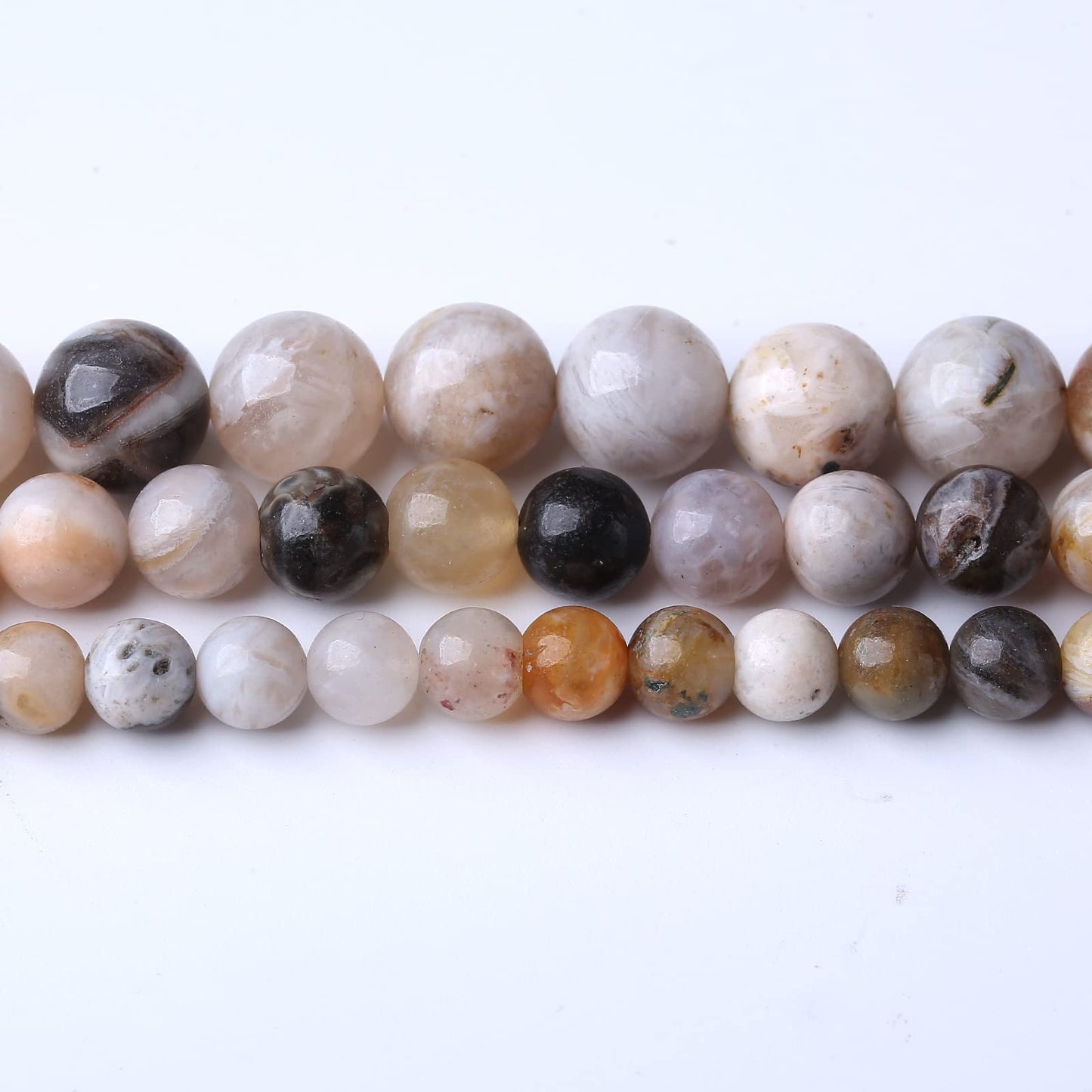 36PCS 10MM Natural Bamboo Leaf Agate Stone Beads Energy Healing Beads for DIY Jewelry Bracelet Necklace Making for Jewelry Making15Inch…