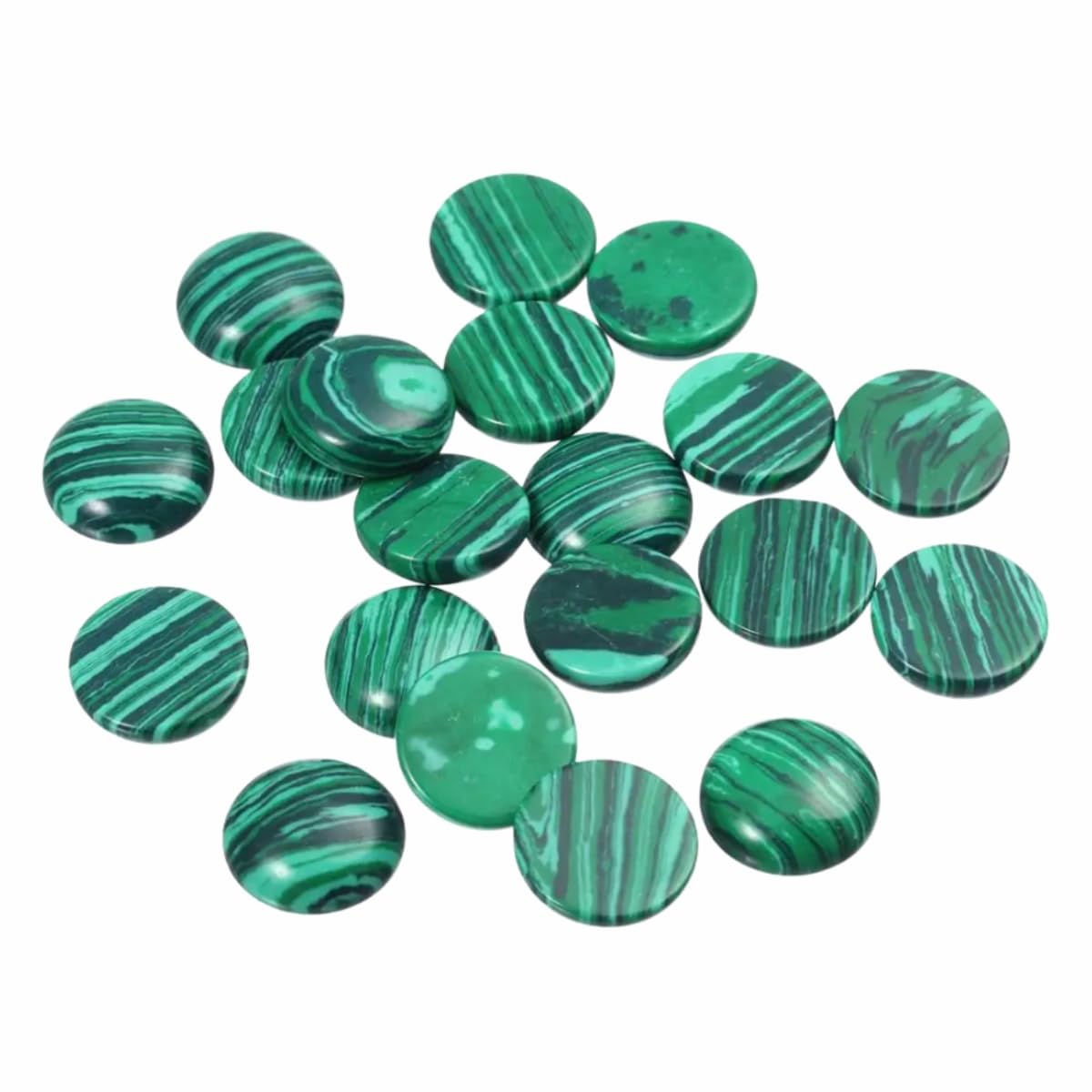 20pcs 6mm Natural Stone No Hole Malachite Semicircle Smooth Cabochons Beads Healing Chakra Crystal Stone Bead for Jewelry Making Rings Earrings Necklace Bracelet DIY Crafts
