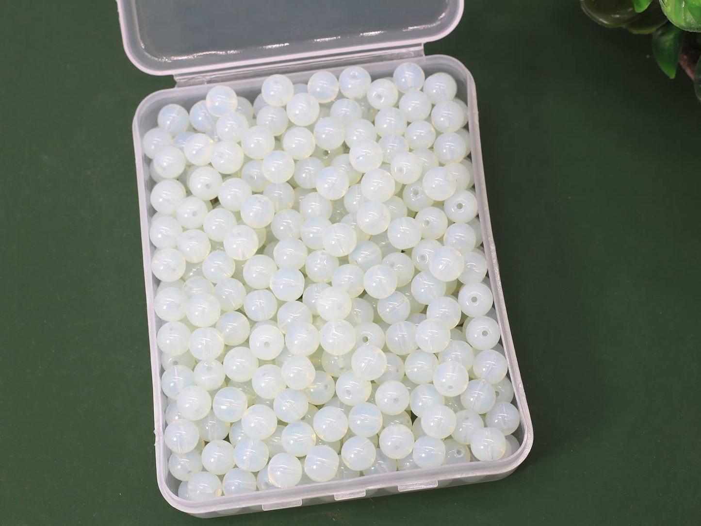 Pamir Tong 500PCS 8mm Milky White Glass Round Beads Bulk,Imitative Jade Beads Kit, Bracelet Space Loose Beads for Jewelry Making Earring, Necklaces, DIY Crafts & Gifts #351