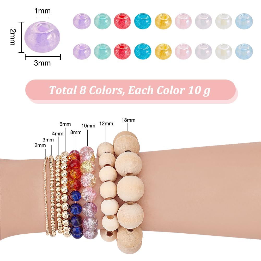 PH PandaHall 2104pcs 3mm Creamy Cloudy Seed Beads 8 Colors Bracelet Glass Beads Round Loose Spacer Beads Small Macaron Beads Glass Round Beads for Bracelet Necklace Jewelry Making DIY Crafts