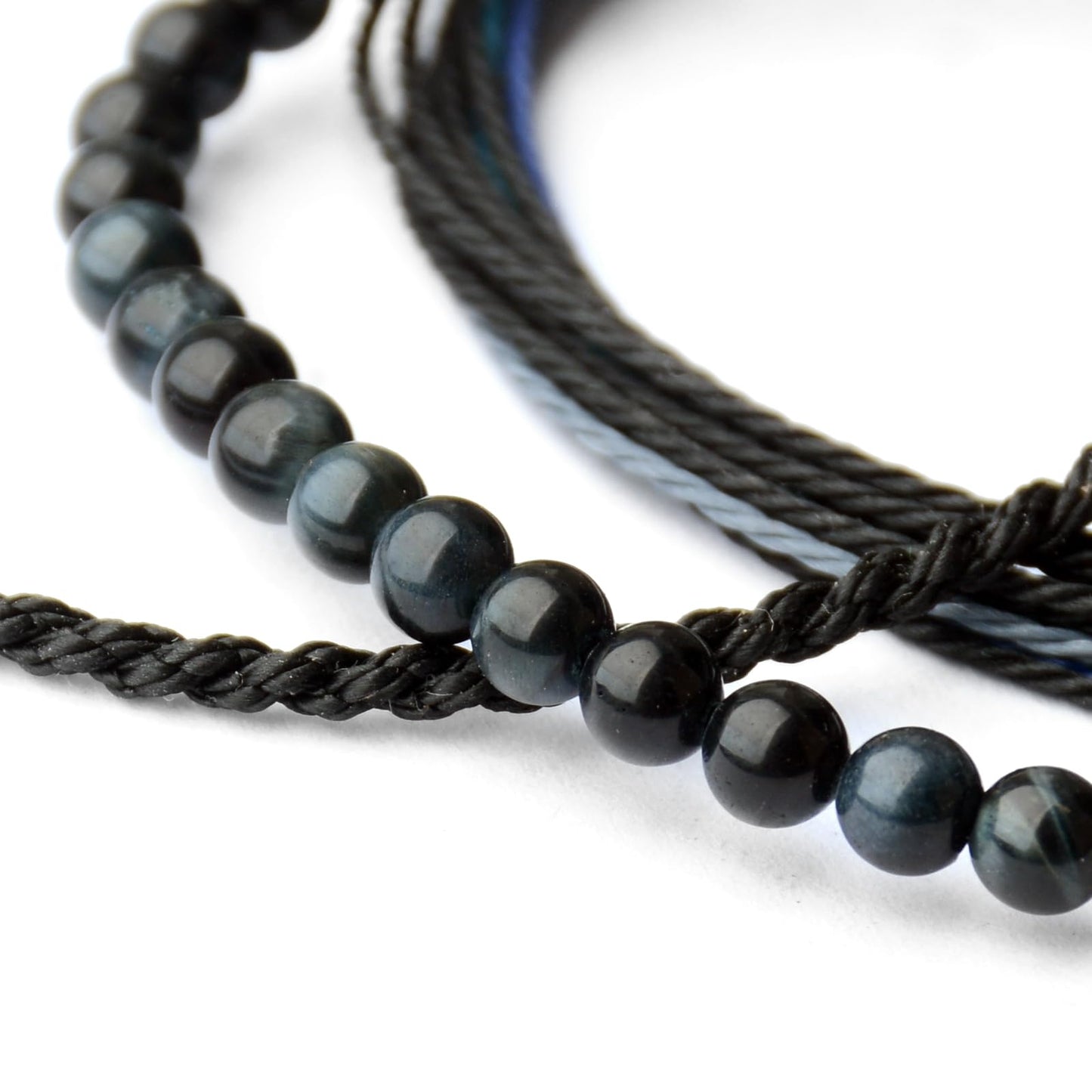 Handmade Natural Stone Beaded Healing Bracelet Gift for Men Adjustable Rope String Bracelet (Tiger Eye（Black）, Adjustable)