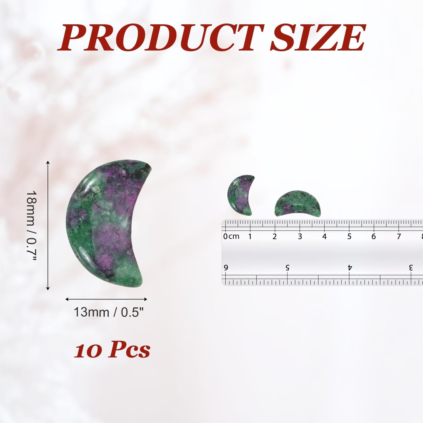 MECCANIXITY 10 Pcs Moon Crystal Worry Stone, 0.5 Inch Length Natural Zoisite Moon Gemstone Bulk, Carved Pocket Stones for Meditation Balancing Pendant Decor