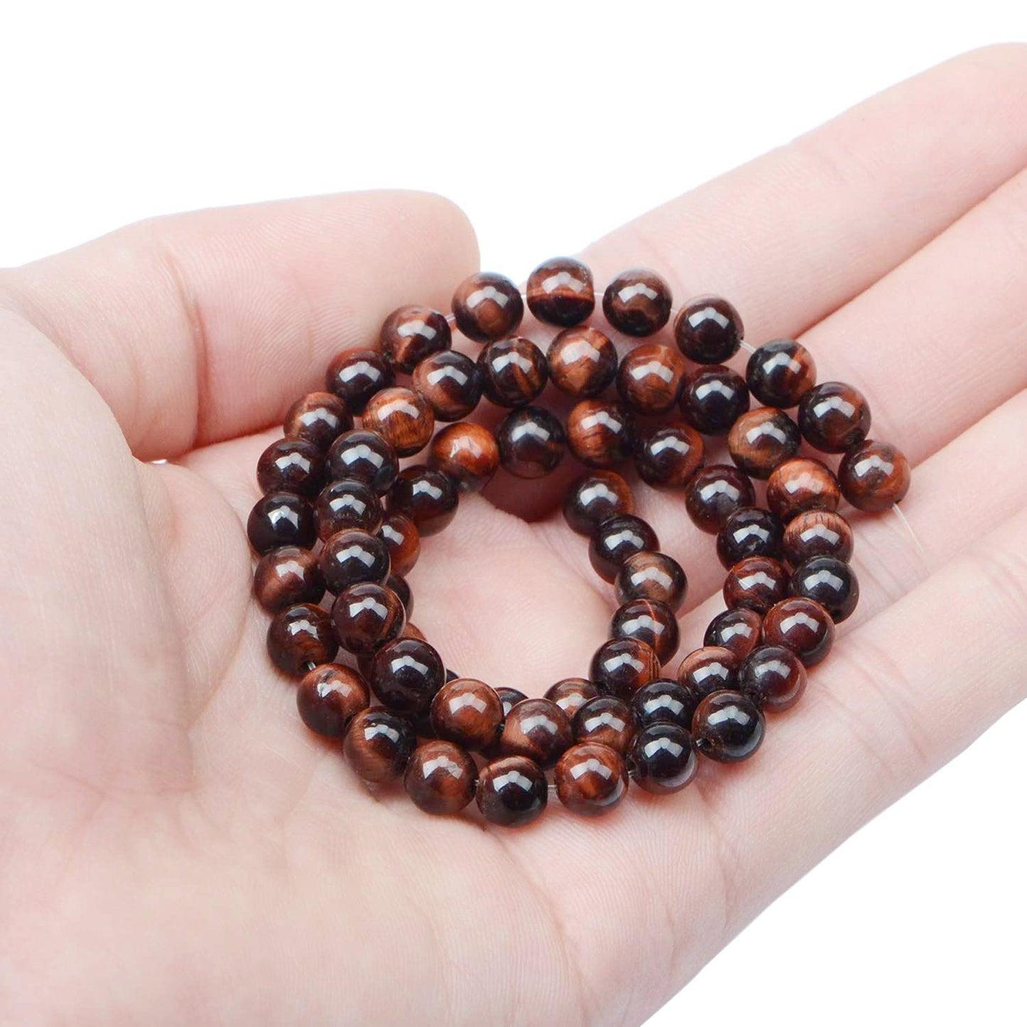 AD Beads Natural Gemstone Round Loose Beads 15" for Bracelet Necklace Earrings Jwelery Making Crafts DIY (4mm, Red Tiger Eye)