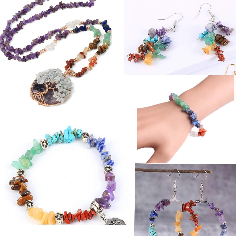 Natural Chip Stone Beads 5-8mm Spectrolite About 400 Pieces Irregular Gemstones Healing Crystal Loose Rocks Bead Hole Drilled DIY for Bracelet Jewelry Making Crafting (5-8mm, Spectrolite)