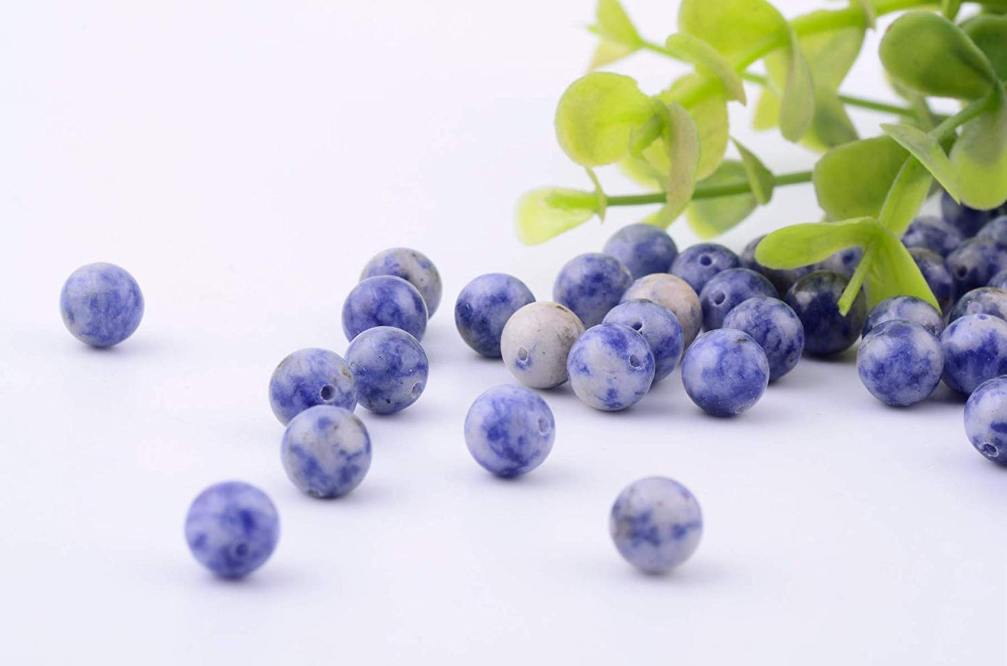 Natural Stone Beads 100pcs 6mm Blue White Sodalite Round Real Stone Beading Loose Gemstone Hole 1mm DIY Charm Smooth Beads for Bracelet Necklace Earrings Jewelry Making (Blue White Sodalite, 6mm)