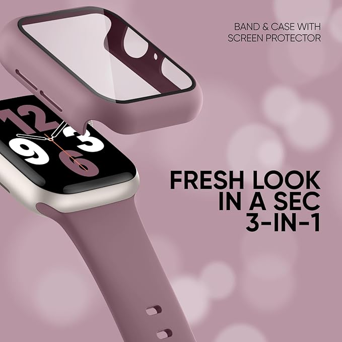 Compatible for Apple Watch Series 11 10 Band 46mm and Case with Screen Protector, Soft Silicone Sport Strap Bands and Protective Cover with Tempered Glass for iWatch Series 11 10
