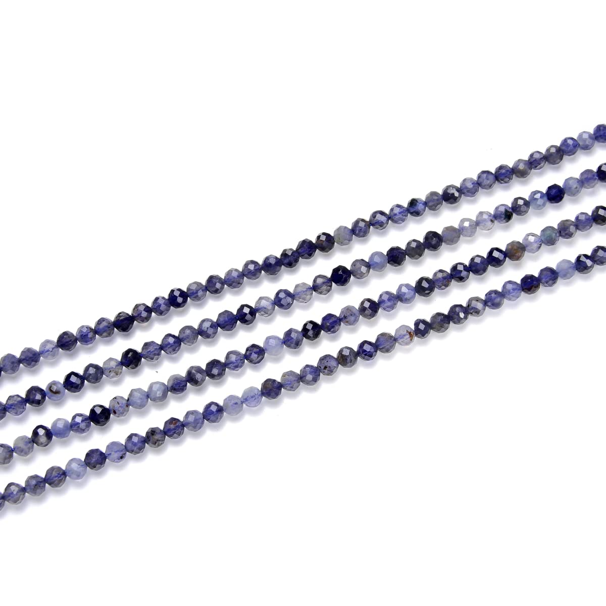 Adabele 30 Inch Natural Iolite Dichroite Healing Gemstone 4mm (0.16 Inch) Tiny Small Faceted Round Loose Beads Stone Spacer (170-190pcs) for Craft Jewelry Making GK4-20