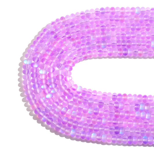 5x8mm Purple Matte Aurora Crystal Glass Beads Loose Rondelle Disc Beads Frosted Moonstone for Jewelry Making