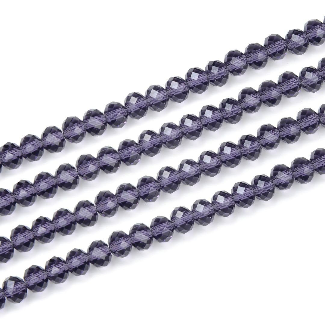 1000pcs Czech Faceted Rondelle Crystal Glass Loose Beads 6mm Spacer Bulk Amethyst Purple for DIY Craft Jewelry Making CCR627