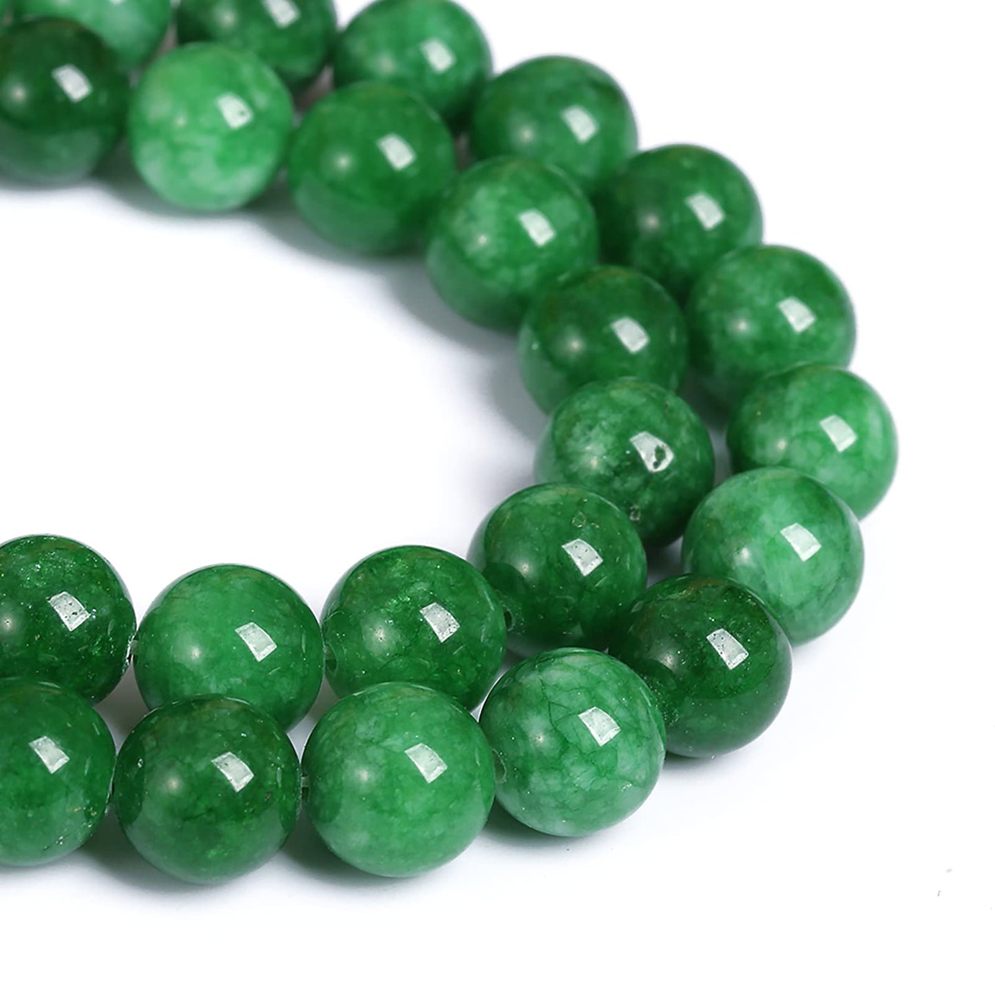 12MM 32PCS Natural Stone Green Cloudy Jade Spacer Loose Beads for Jewelry Making DIY Bracelet Necklace 1 Strand 15’’