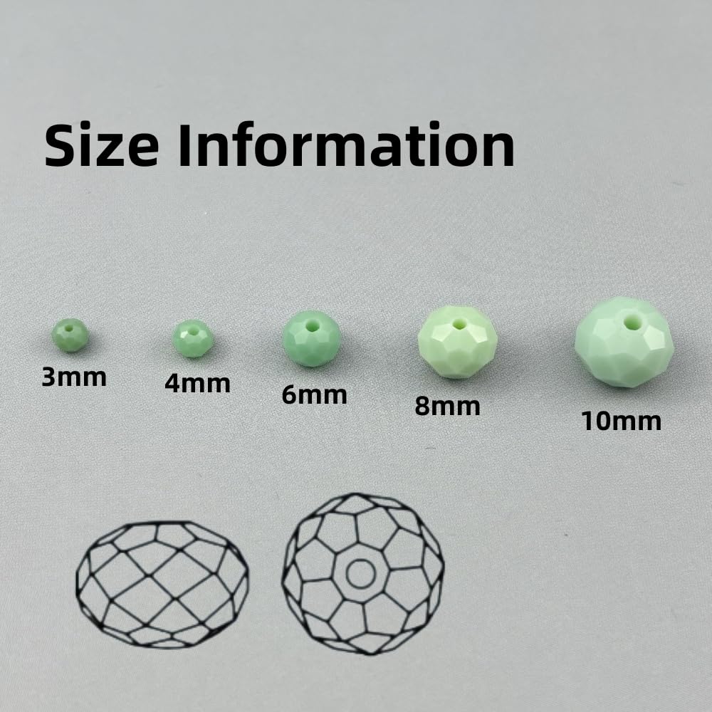 Pinhoollgo 100pcs 8mm Crystal Glass Beads Faceted Rondelle Glass Spacer Beads for Bracelets Necklace Pendants Earrings Key Chains Jewelry Making(Mint Green Porcelain)