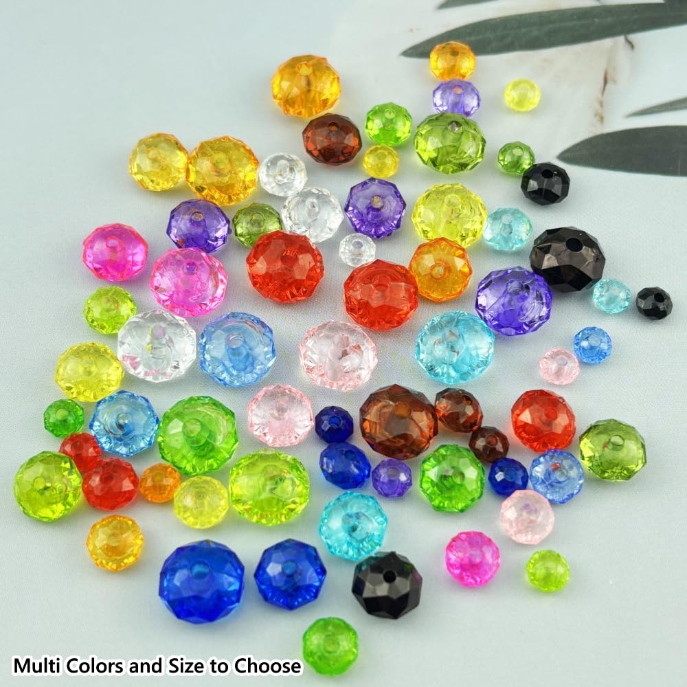 YHYPOCI 1000pcs 6mm Acrylic Crystal Beads, Faceted Rondelle Acrylic Spacer Beads for Wind Chimes Bracelet Necklace Earring Keychain Jewelry Making DIY Crafts(Black)